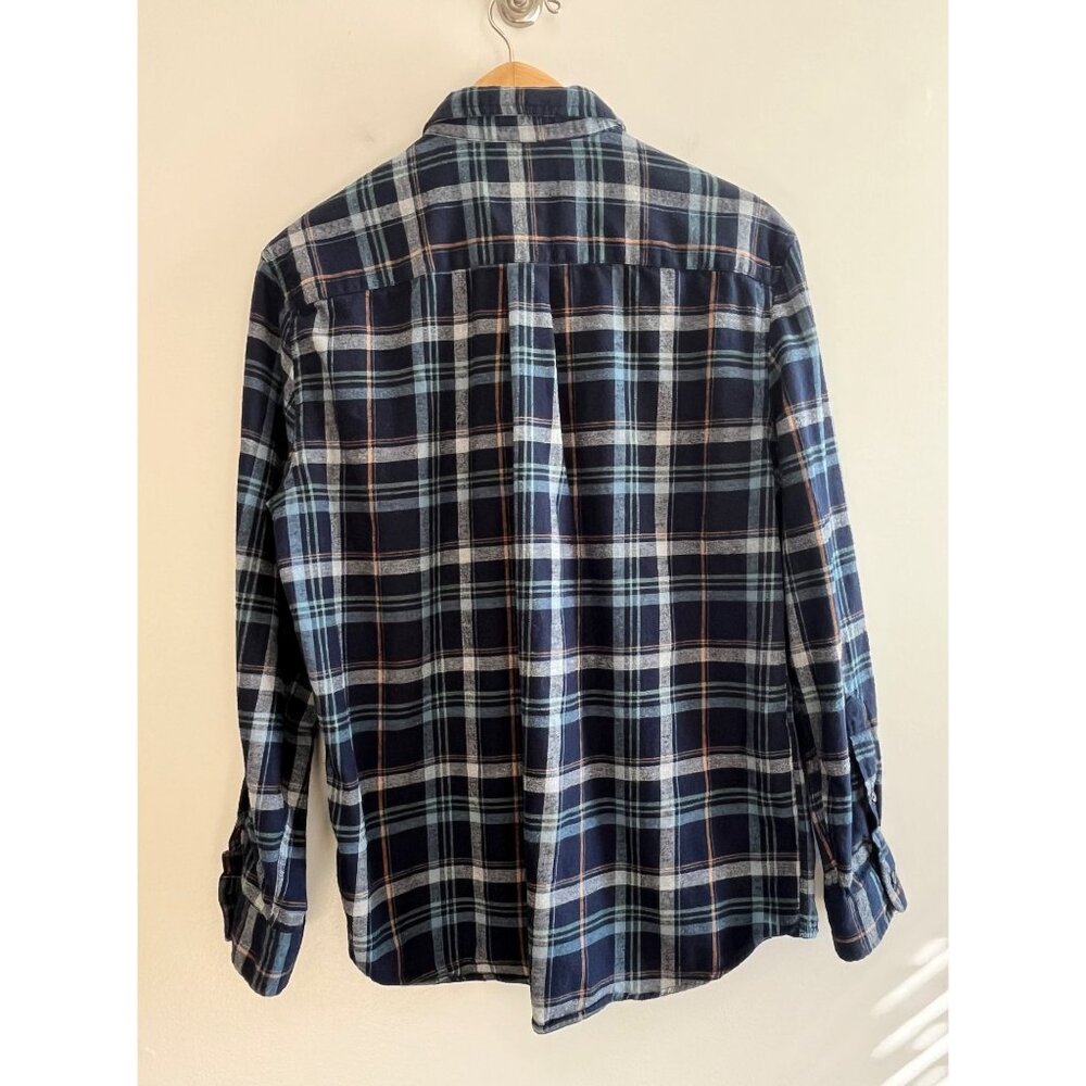 St Johns Bay Flannel Button Up Shirt Mens L Navy Plaid 100% Cotton - Picture 3 of 6